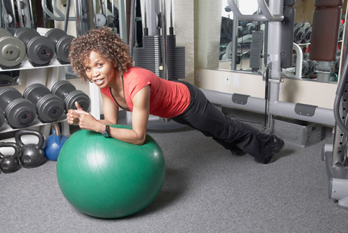 A person doing a modified plank